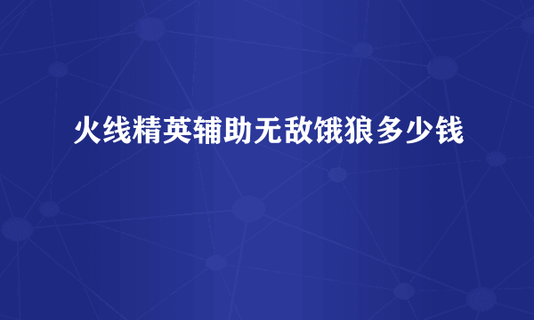 火线精英辅助无敌饿狼多少钱