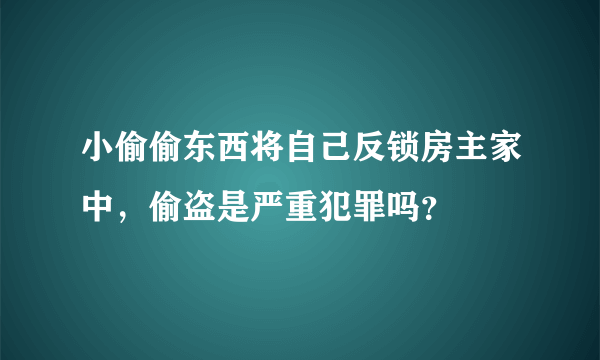 小偷偷东西将自己反锁房主家中，偷盗是严重犯罪吗？