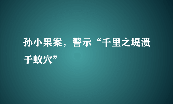 孙小果案，警示“千里之堤溃于蚁穴”