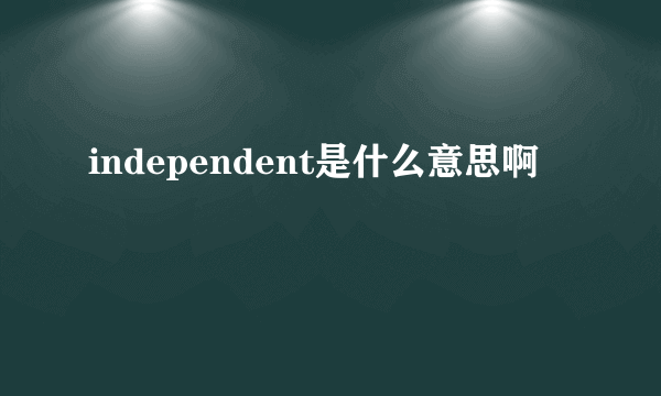 independent是什么意思啊