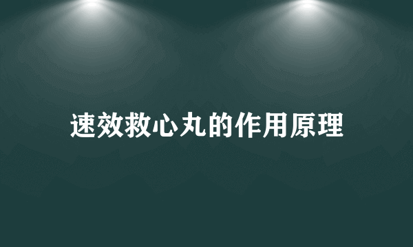 速效救心丸的作用原理