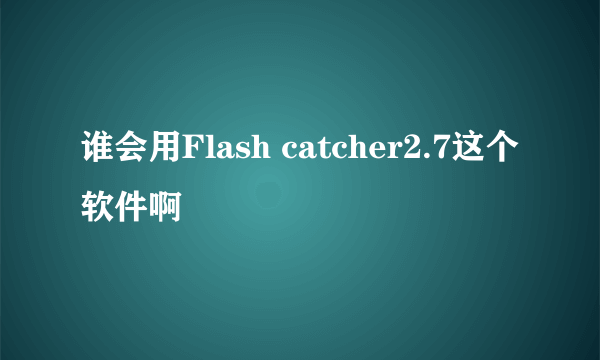 谁会用Flash catcher2.7这个软件啊