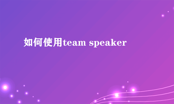 如何使用team speaker