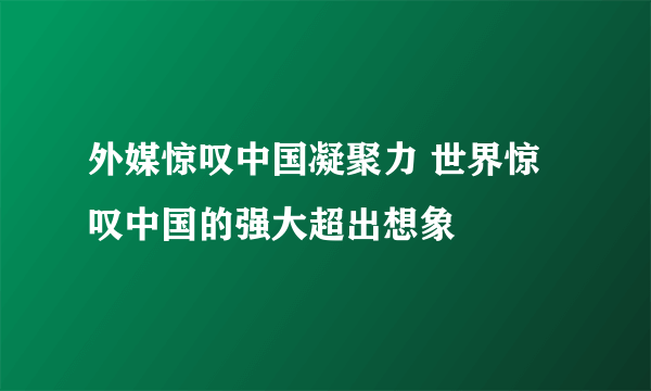 外媒惊叹中国凝聚力 世界惊叹中国的强大超出想象