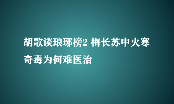 胡歌谈琅琊榜2 梅长苏中火寒奇毒为何难医治