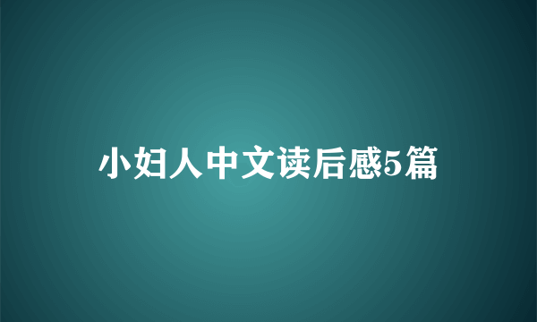 小妇人中文读后感5篇