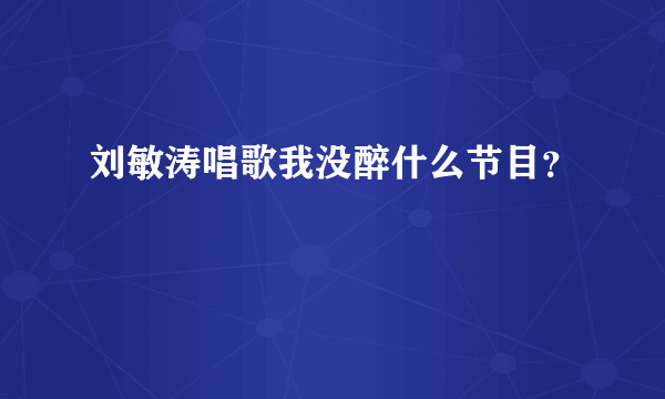 刘敏涛唱歌我没醉什么节目？