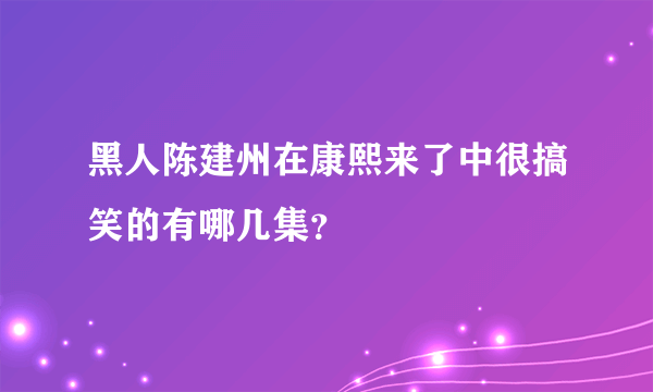 黑人陈建州在康熙来了中很搞笑的有哪几集？