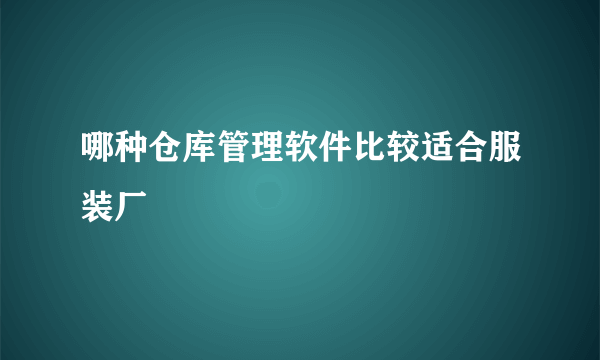 哪种仓库管理软件比较适合服装厂