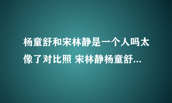 杨童舒和宋林静是一个人吗太像了对比照 宋林静杨童舒怎么区分