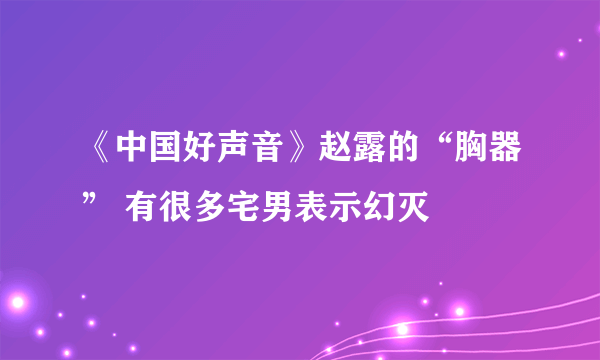 《中国好声音》赵露的“胸器” 有很多宅男表示幻灭