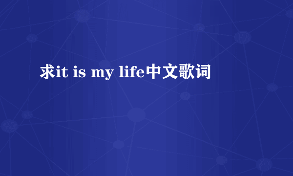 求it is my life中文歌词