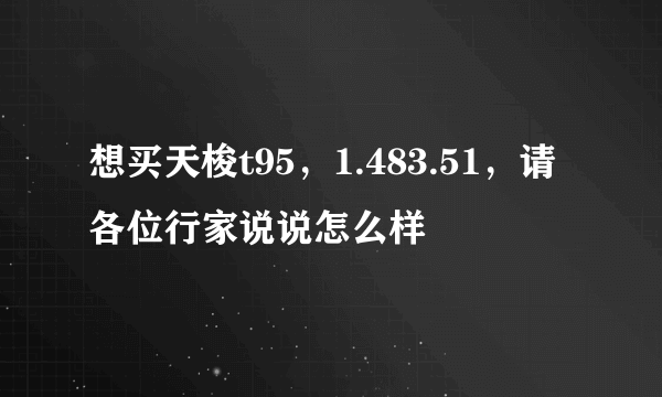 想买天梭t95，1.483.51，请各位行家说说怎么样