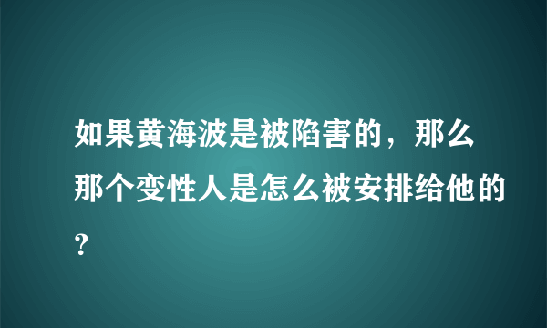 如果黄海波是被陷害的，那么那个变性人是怎么被安排给他的？