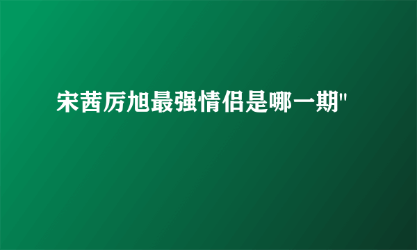 宋茜厉旭最强情侣是哪一期