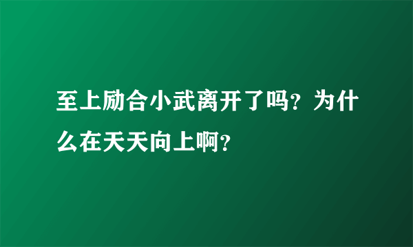 至上励合小武离开了吗？为什么在天天向上啊？