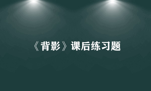 《背影》课后练习题