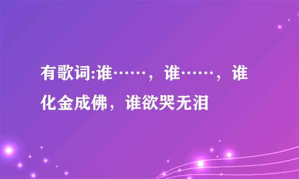 有歌词:谁……，谁……，谁化金成佛，谁欲哭无泪