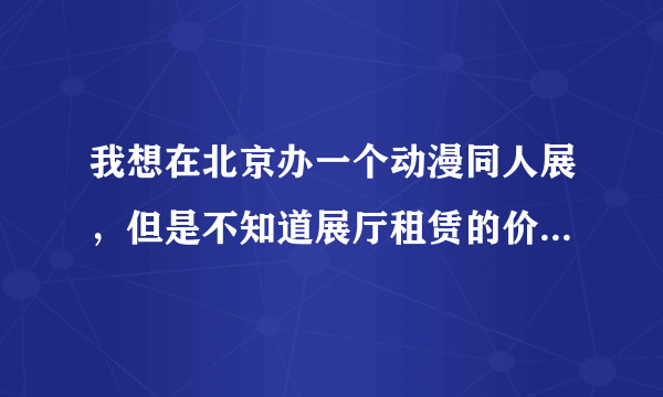 我想在北京办一个动漫同人展，但是不知道展厅租赁的价格，比如国贸展厅，北京展览馆，国家会议中。