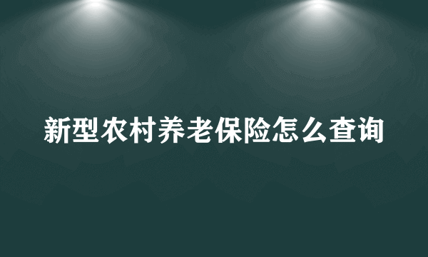 新型农村养老保险怎么查询