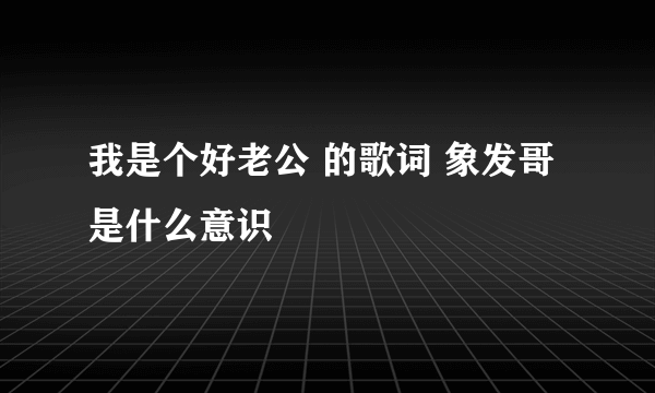 我是个好老公 的歌词 象发哥是什么意识