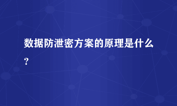 数据防泄密方案的原理是什么？