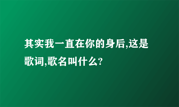 其实我一直在你的身后,这是歌词,歌名叫什么?