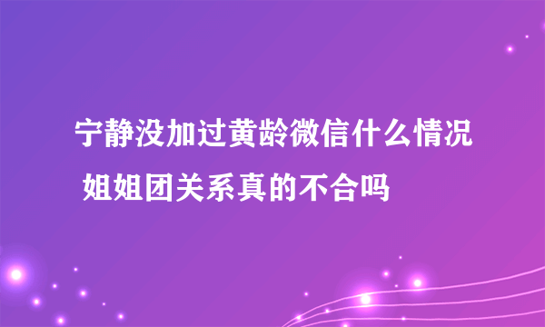 宁静没加过黄龄微信什么情况 姐姐团关系真的不合吗