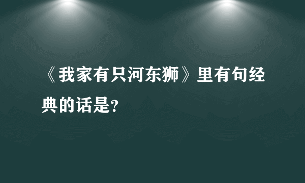 《我家有只河东狮》里有句经典的话是？