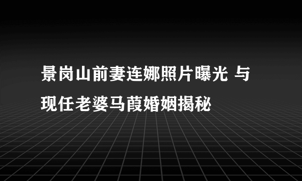 景岗山前妻连娜照片曝光 与现任老婆马葭婚姻揭秘