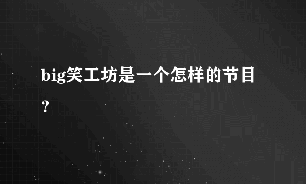 big笑工坊是一个怎样的节目？