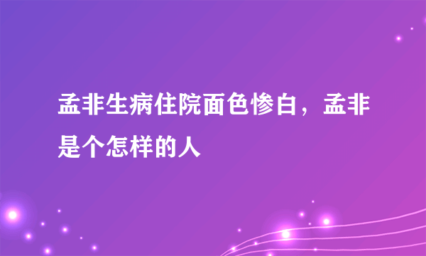 孟非生病住院面色惨白，孟非是个怎样的人