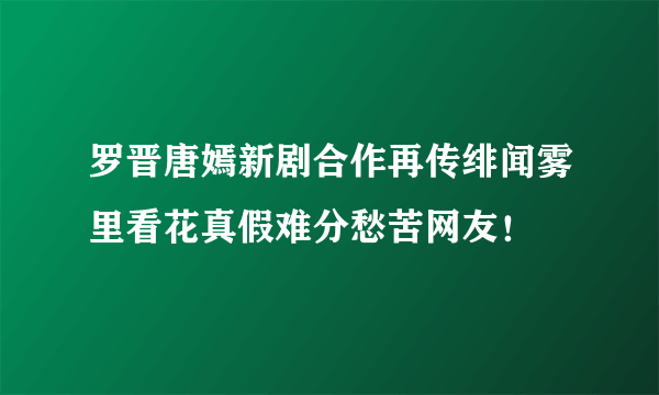 罗晋唐嫣新剧合作再传绯闻雾里看花真假难分愁苦网友！