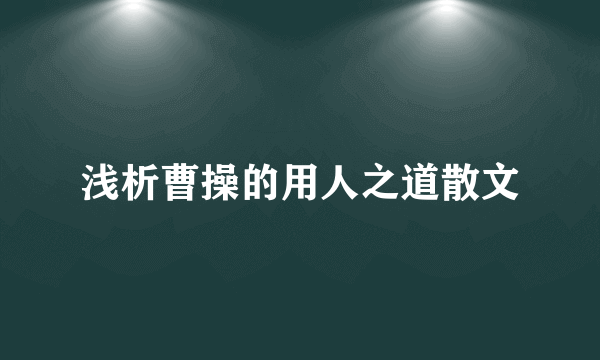 浅析曹操的用人之道散文