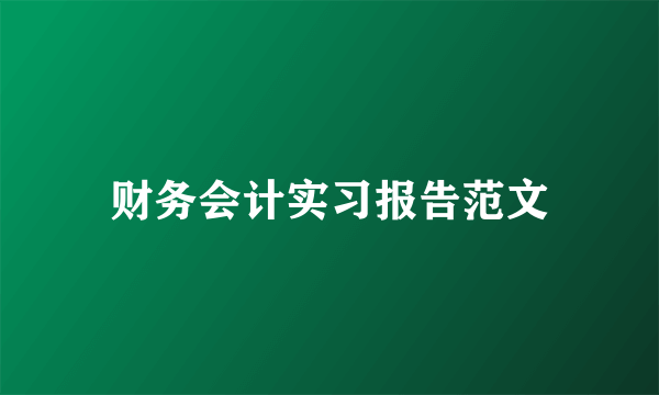 财务会计实习报告范文