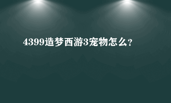 4399造梦西游3宠物怎么？