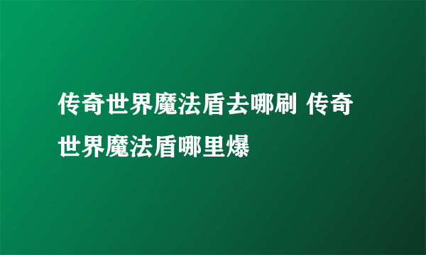 传奇世界魔法盾去哪刷 传奇世界魔法盾哪里爆