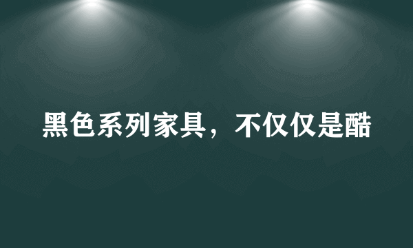 黑色系列家具，不仅仅是酷