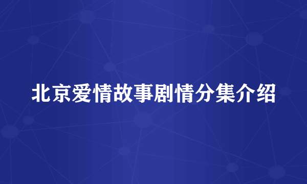 北京爱情故事剧情分集介绍