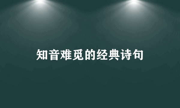 知音难觅的经典诗句