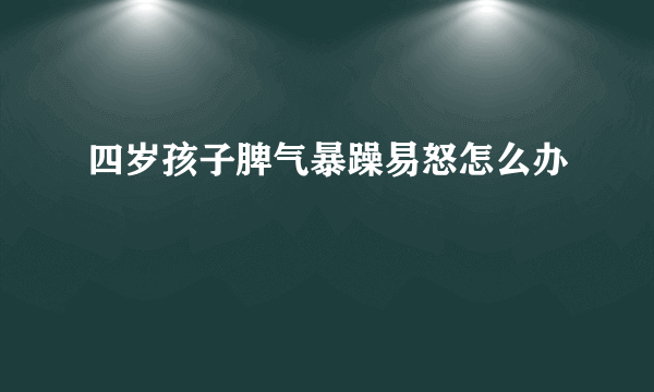 四岁孩子脾气暴躁易怒怎么办