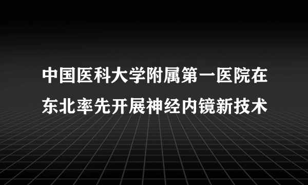 中国医科大学附属第一医院在东北率先开展神经内镜新技术