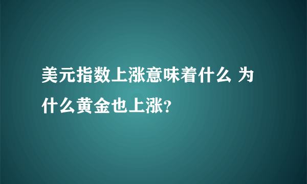 美元指数上涨意味着什么 为什么黄金也上涨？