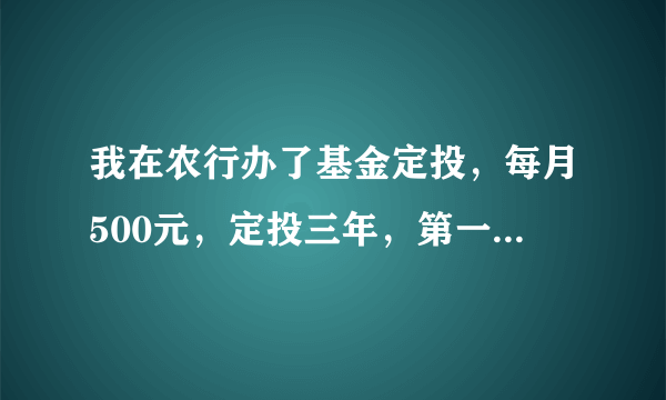 我在农行办了基金定投，每月500元，定投三年，第一次做基金，农行营业员推荐是农银大盘蓝筹，这基怎样？