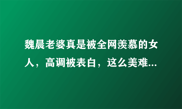 魏晨老婆真是被全网羡慕的女人，高调被表白，这么美难怪被宠，你觉得呢？