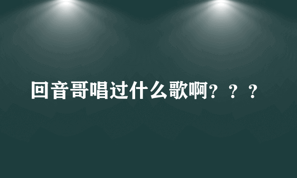 回音哥唱过什么歌啊？？？