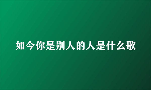 如今你是别人的人是什么歌