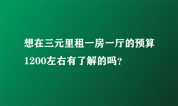 想在三元里租一房一厅的预算1200左右有了解的吗？