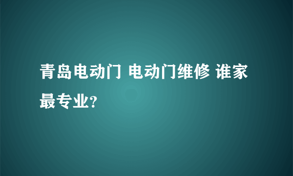 青岛电动门 电动门维修 谁家最专业？