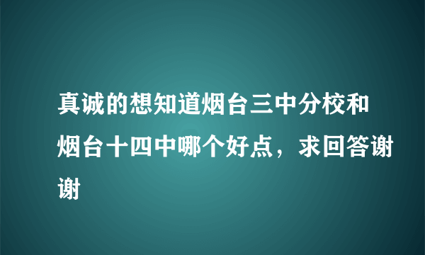 真诚的想知道烟台三中分校和烟台十四中哪个好点，求回答谢谢